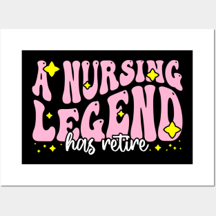 A nursing legend has retired - Funny Groovy Pink Design For Retired Nurse Posters and Art